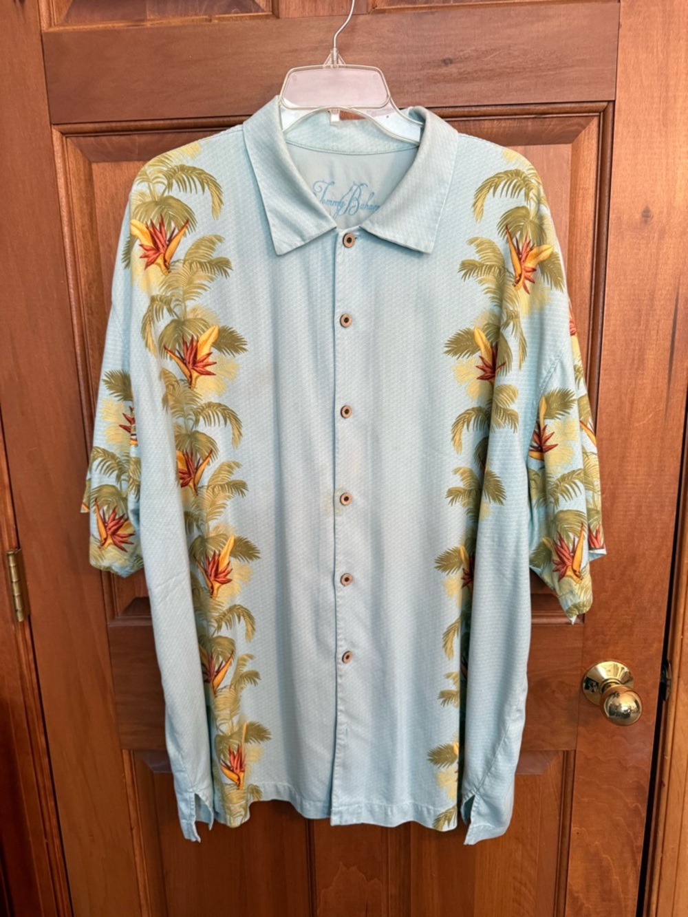 Tommy Bahama Pale Blue Tropical Palm-Print Button Down Shirt